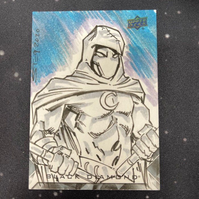 Marvel Black Diamond 2021 - Sketch - Moon Knight by Mark Stegbauer Vintage Trading Card Singles Upper Deck   