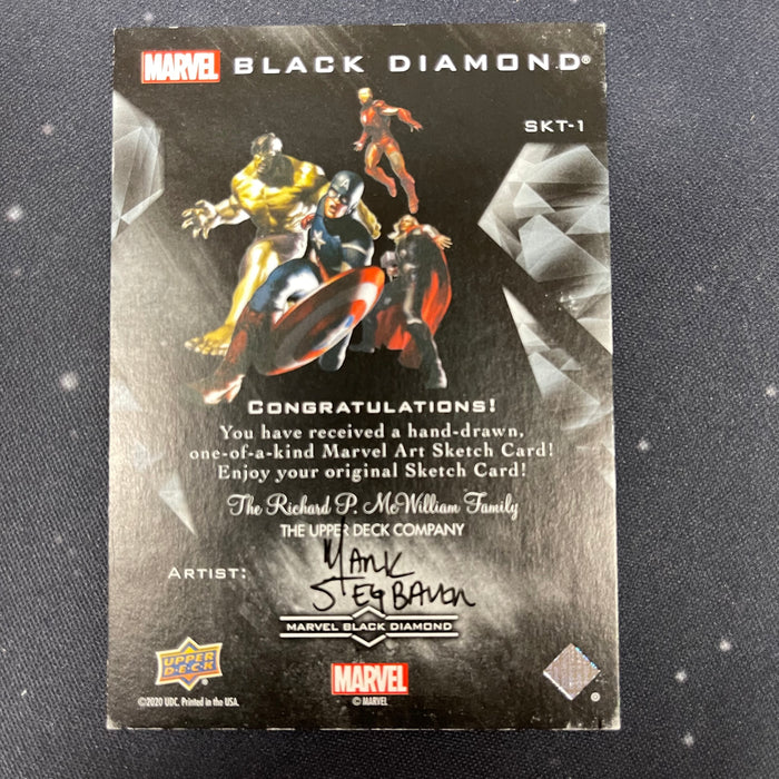 Marvel Black Diamond 2021 - Sketch - Moon Knight by Mark Stegbauer Vintage Trading Card Singles Upper Deck   