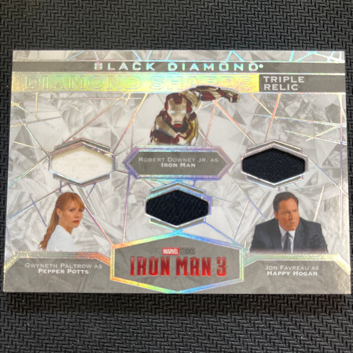 Marvel Black Diamond 2021 - DS3-IM3 Gwenyth Paltrow, Robert Downey Jr, and Jan Favreau - Triple Diamond Shards Relic Vintage Trading Card Singles Upper Deck