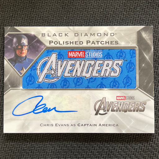 Marvel Black Diamond 2021 - PPA-CE - Chris Evans as Captain America - Polished Patches Autograph - 11/25 Vintage Trading Card Singles Upper Deck   