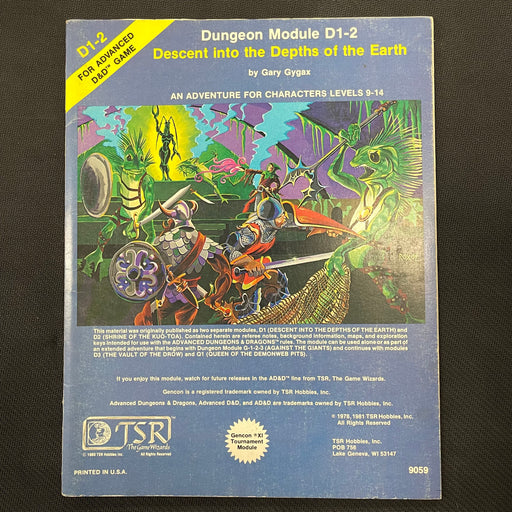 Advanced Dungeons and Dragons - D1-2 Module - Descent into the Depths of the Earth RPG Heroic Goods and Games   