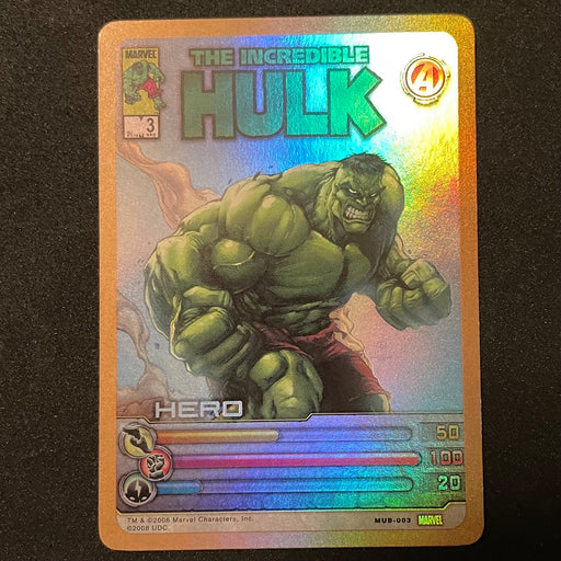 Marvel Ultimate Battles 2008 - MUB-003 - Hulk - Gold Foil Vintage Trading Card Singles Upper Deck   