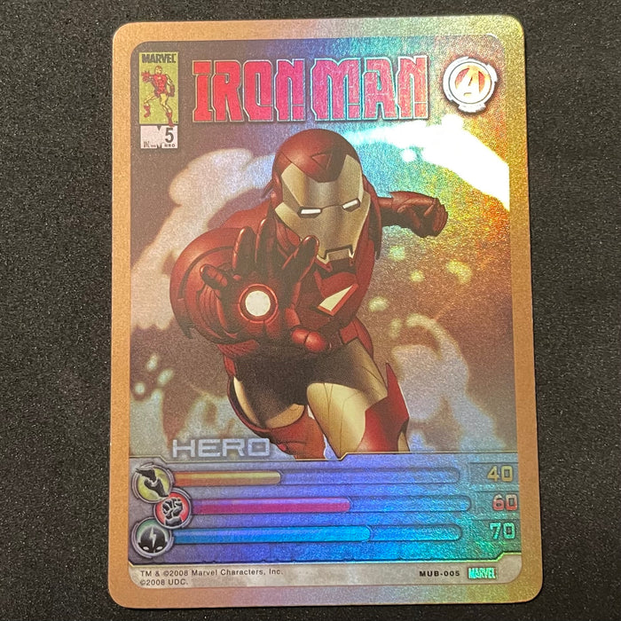 Marvel Ultimate Battles 2008 - MUB-005 - Iron Man - Gold Foil Vintage Trading Card Singles Upper Deck