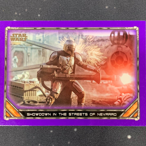 Star Wars - The Mandalorian 2020 -  094 - Showdown in the Streets of Nevarro - Purple Border Vintage Trading Card Singles Topps