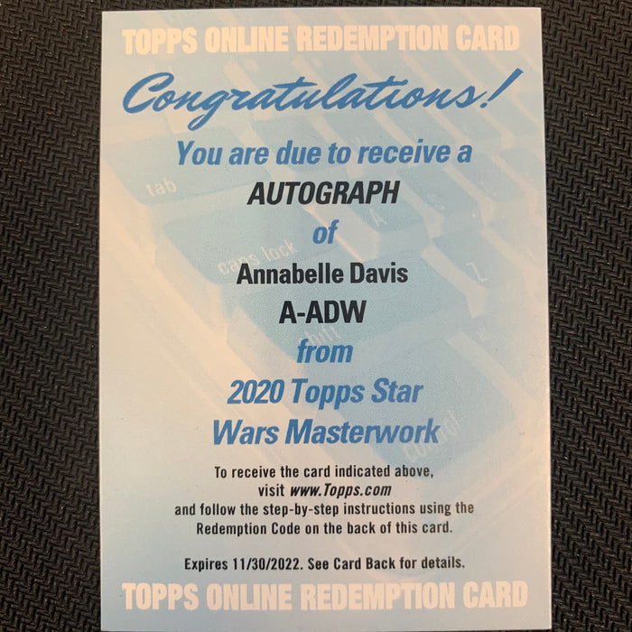 Star Wars Masterwork 2020 - AD-A- ADW - Autograph Redemption - Annabelle Davis Vintage Trading Card Singles Topps