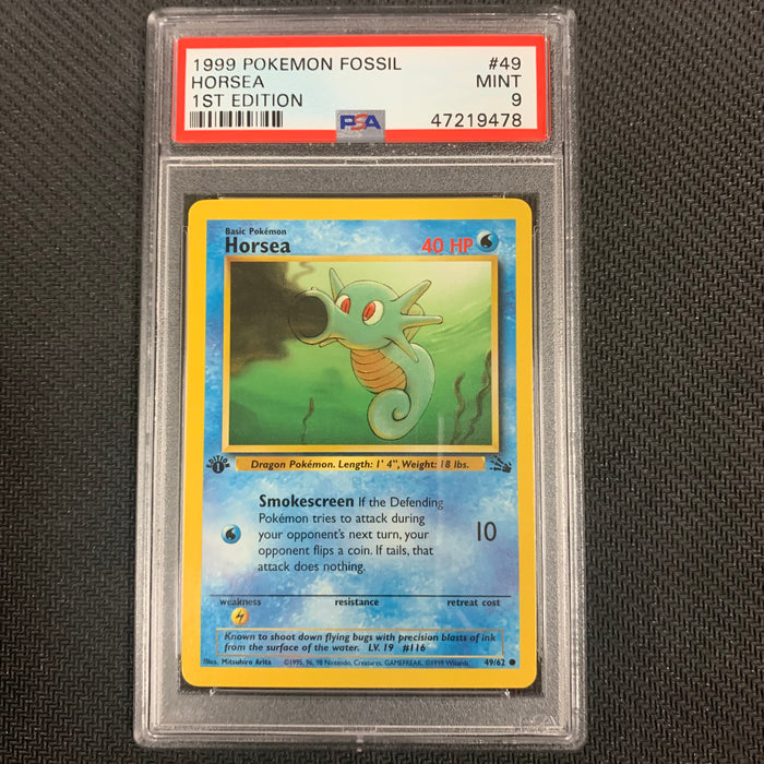 Pokemon - Horsea 49 - Pokemon Fossil 1st Edition 1999 PSA 9 Vintage Trading Card Singles Pokemon