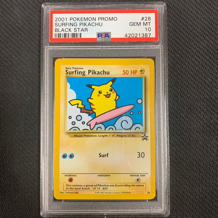 Pokemon - Surfing Pikachu - Pokemon Black Star Promo 2001 - PSA 10 Vintage Trading Card Singles Pokemon   