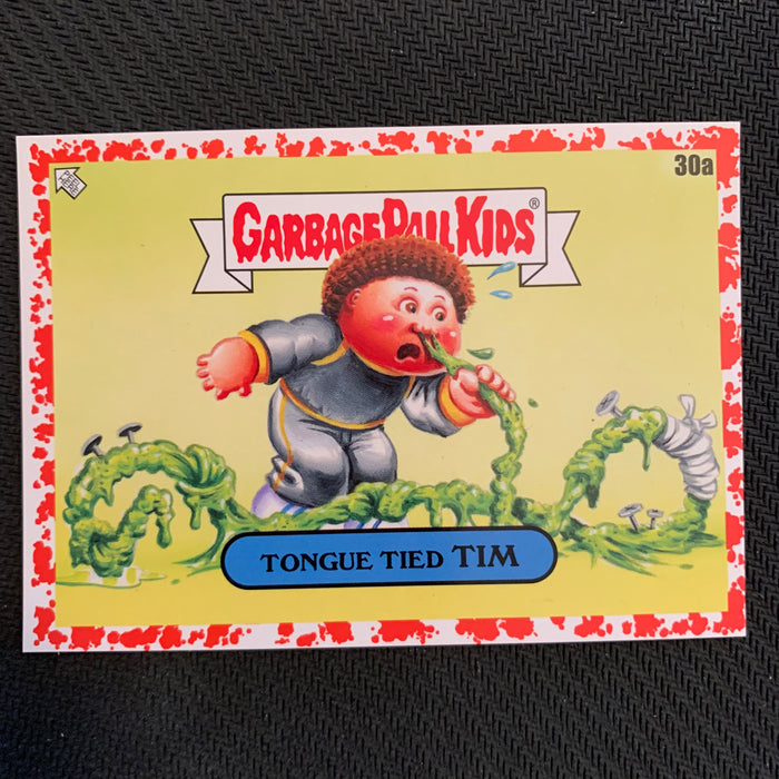 Garbage Pail Kids - 35th Anniversary 2020 - 030a - Tongue Tied Tim - Blood Nose Red Parallel 44/75 Vintage Trading Card Singles Topps