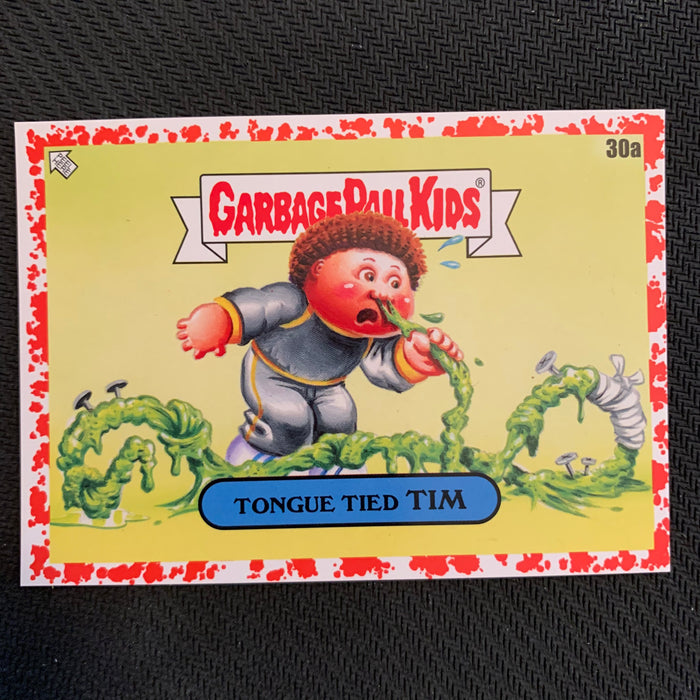 Garbage Pail Kids - 35th Anniversary 2020 - 030a - Tongue Tied Tim - Blood Nose Red Parallel 44/75 Vintage Trading Card Singles Topps   