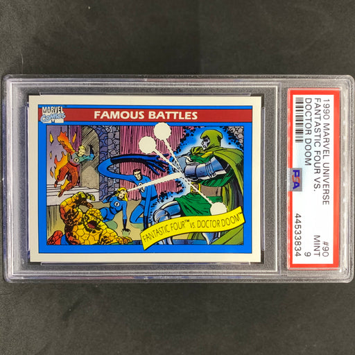 Marvel Universe 1990 - 090 - Fantastic Four vs. Doctor Doom - PSA 9 Vintage Trading Card Singles Impel