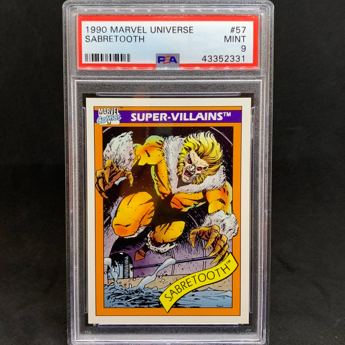 Marvel Universe 1990 - 057 - Sabretooth - PSA 9 Vintage Trading Card Singles Impel