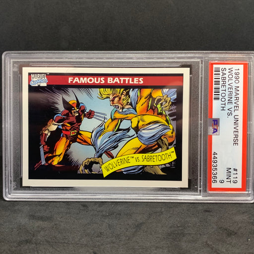 Marvel Universe 1990 - 119 - Wolverine vs. Sabretooth - PSA 9 Vintage Trading Card Singles Impel   