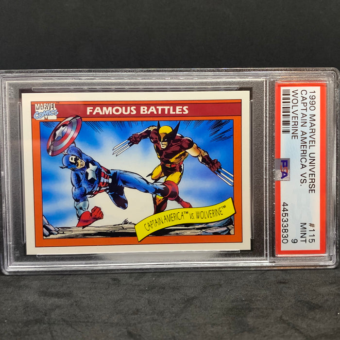 Marvel Universe 1990 - 115 - Captain America vs. Wolverine - PSA 9 Vintage Trading Card Singles Impel   