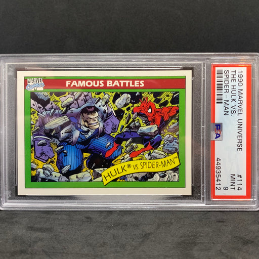Marvel Universe 1990 - 114 - Hulk vs. Spider-Man - PSA 9 Vintage Trading Card Singles Impel