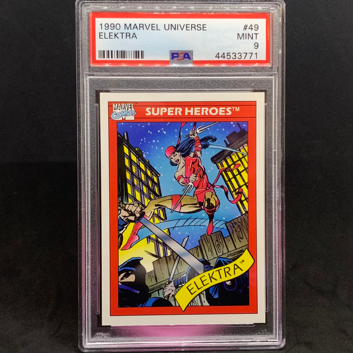 Marvel Universe 1990 - 049 - Elektra - PSA 9 Vintage Trading Card Singles Impel