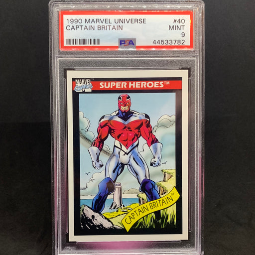 Marvel Universe 1990 - 040 - Captain Britain - PSA 9 Vintage Trading Card Singles Impel   