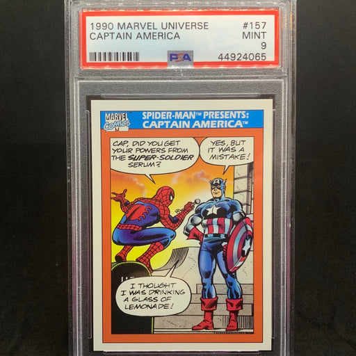 Marvel Universe 1990 - 157 - Spider-Man Presents - Captain America - PSA 9 Vintage Trading Card Singles Impel   