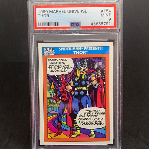 Marvel Universe 1990 - 154 - Spider-Man Presents - Thor - PSA 9 Vintage Trading Card Singles Impel
