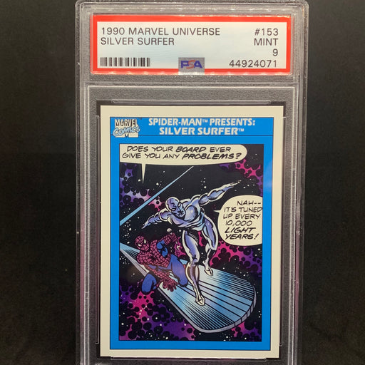 Marvel Universe 1990 - 153 - Spider-Man Presents - Silver Surfer - PSA 9 Vintage Trading Card Singles Impel