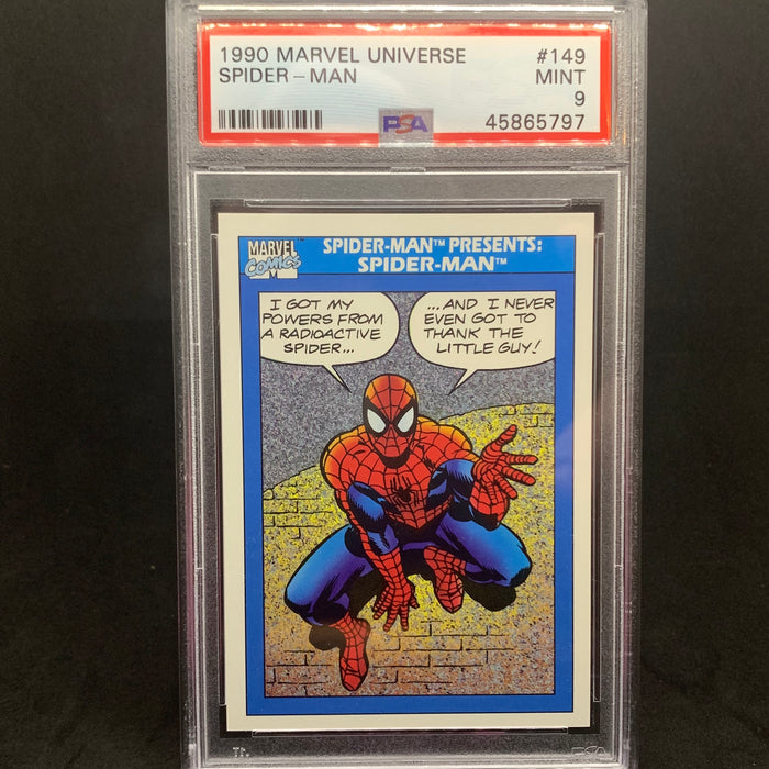 Marvel Universe 1990 - 149 - Spider-Man Presents - Spider-Man - PSA 9 Vintage Trading Card Singles Impel