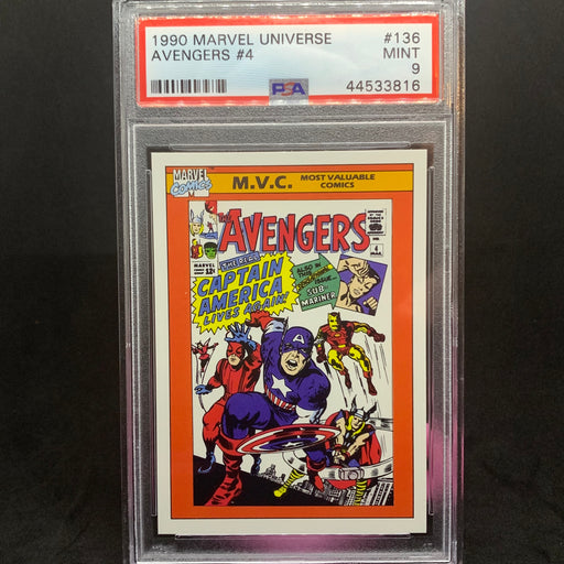 Marvel Universe 1990 - 136 - Avengers #4 - PSA 9 Vintage Trading Card Singles Impel   
