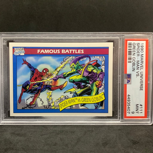 Marvel Universe 1990 - 111 - Spider-Man vs. Green Goblin - PSA 9 Vintage Trading Card Singles Impel   