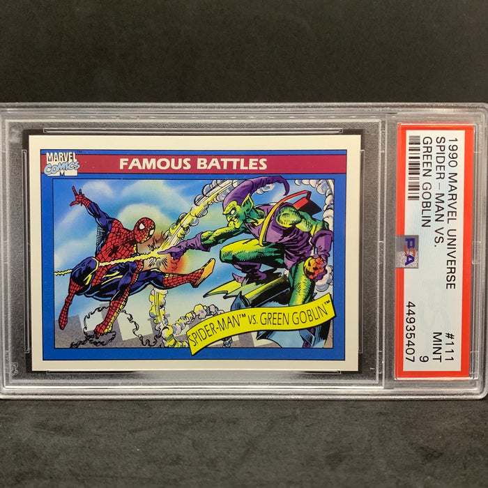 Marvel Universe 1990 - 111 - Spider-Man vs. Green Goblin - PSA 9 Vintage Trading Card Singles Impel