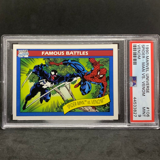 Marvel Universe 1990 - 106 - Spider-Man vs. Venom - PSA 9 Vintage Trading Card Singles Impel   