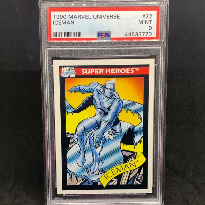 Marvel Universe 1990 - 022 - Iceman - PSA 9 Vintage Trading Card Singles Impel