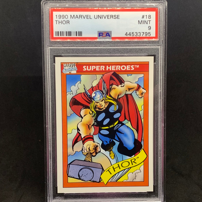 Marvel Universe 1990 - 018 - Thor - PSA 9 Vintage Trading Card Singles Impel