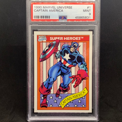 Marvel Universe 1990 - 001 - Captain America - PSA 9 Vintage Trading Card Singles Impel   