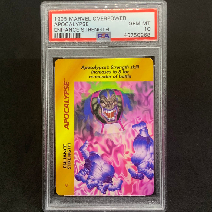 Marvel Overpower 1995 - Apocalypse - Enhance Strength - PSA 10 Vintage Trading Card Singles Fleer