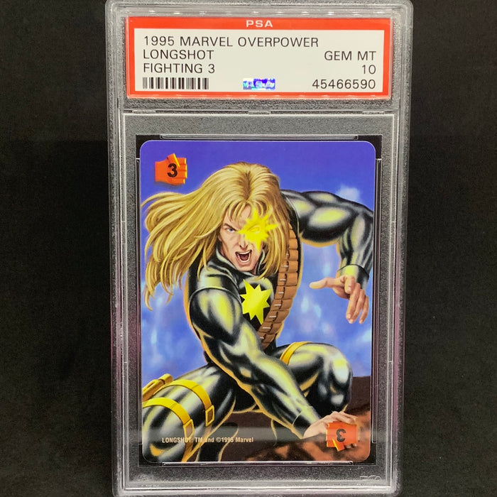 Marvel Overpower 1995 - Fighting 3 - Longshot - PSA 10 Vintage Trading Card Singles Fleer