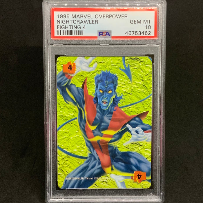 Marvel Overpower 1995 - Fighting 4 - Nightcrawler - PSA 10 Vintage Trading Card Singles Fleer