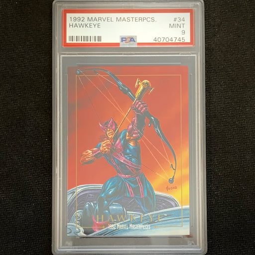 Marvel Masterpieces 1992 - 034 - Hawkeye - PSA 9 Vintage Trading Card Singles Skybox   