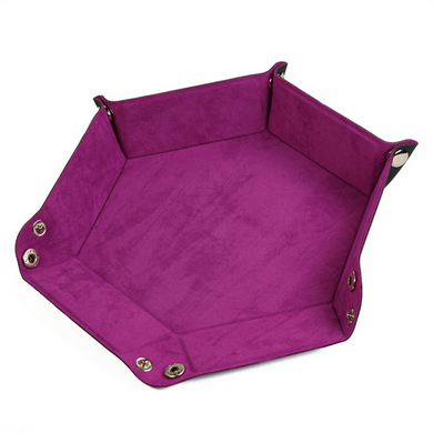 Leatherette & Velvet Dice Tray (Magenta Hex) Accessories Foam Brain   