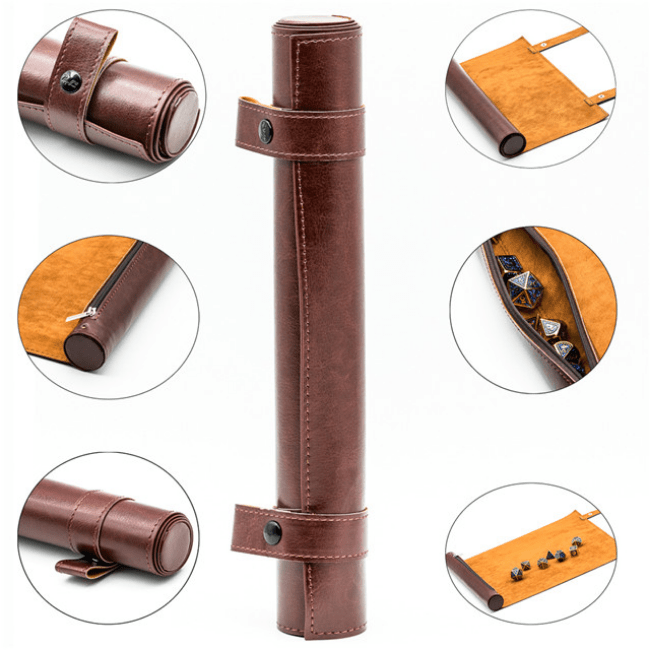 Red Roll Up Leatherette Dice Mat Accessories Foam Brain   