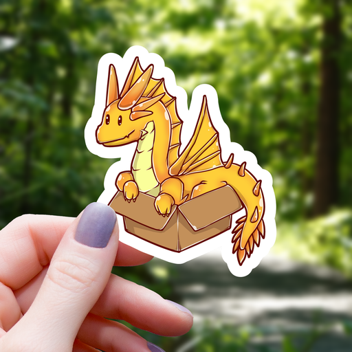 Gold Dragon In a Box Sticker - 3" Gift Mimic Gaming Co   