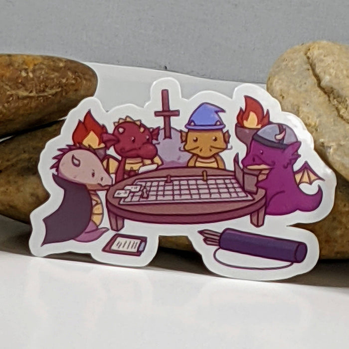 Dragons Playing RPG Tabletop Gaming Sticker - Light - 2.5" Gift Mimic Gaming Co   