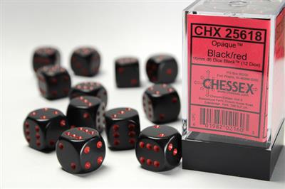Opaque: 16mm D6 Black/Red (12) Accessories CHESSEX MFG. CO. LLC   