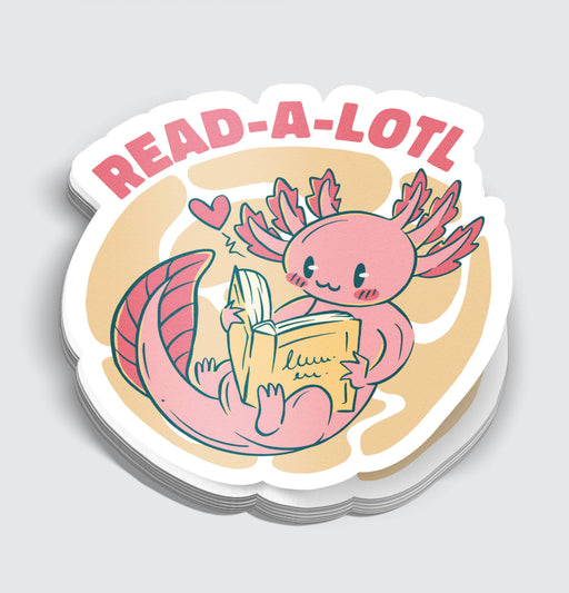Read A Lotl Axolotl Reading Sticker - 3" Gift Mimic Gaming Co   