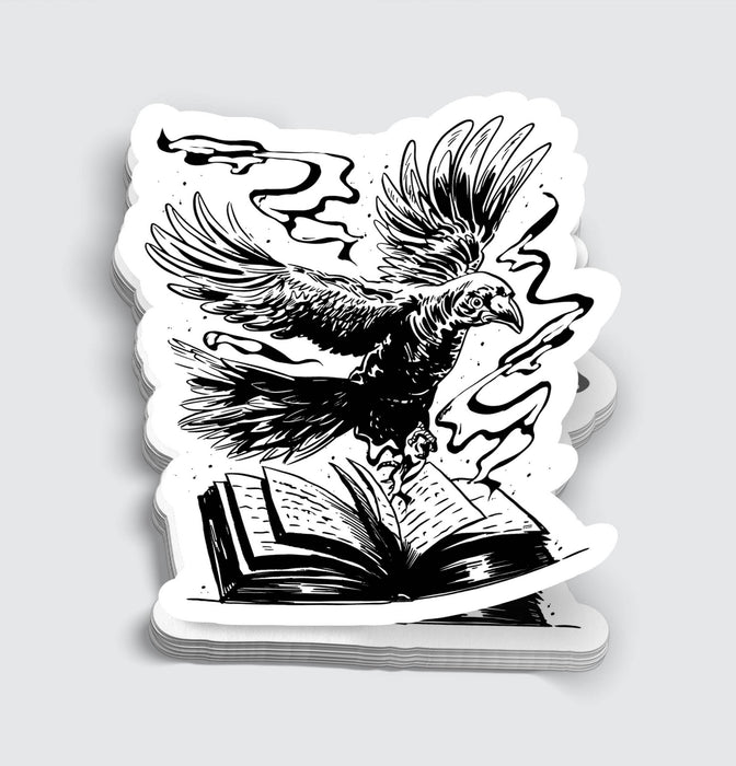 Ink Style Reading Raven Sticker - 3" Gift Mimic Gaming Co   