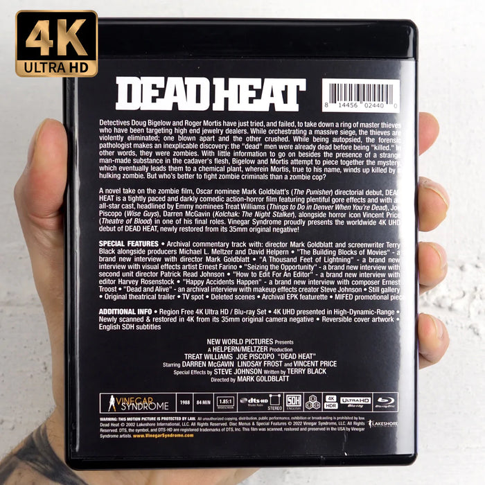 Dead Heat - Limited Edition Slipcover - 4K UHD & Blu-Ray - Sealed Media Vinegar Syndrome   