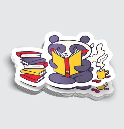 Panda Reading Books Sticker - 3" Gift Mimic Gaming Co   