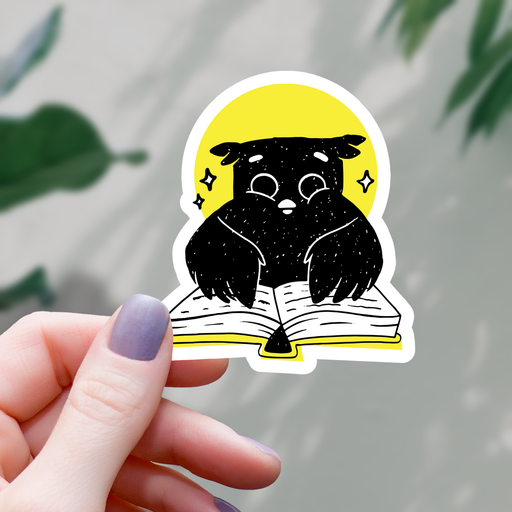 Owl Reading a Book Sticker - 3" Gift Mimic Gaming Co   