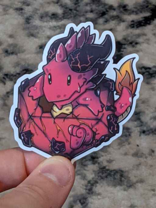 Polyhedral Dice Baby Magma Dragon Sticker - 2.5" Gift Mimic Gaming Co   