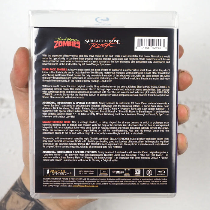 Hard Rock Zombies/Slaughterhouse Rock - Limited Edition Slipcover - Blu-Ray - Sealed Media Vinegar Syndrome   