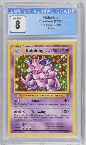 Pokemon - Nidoking - Evolutions 2016 Holo - CGC 8.0 Vintage Trading Card Singles Pokemon   