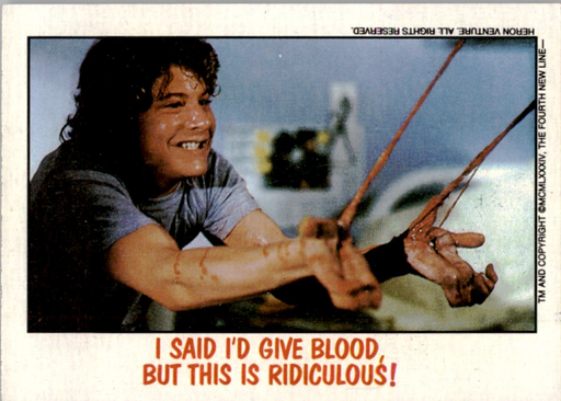 Fright Flicks 1988 - 73 - Nightmare on Elm Street III - I Said I'd Give Blood, But This is Ridiculous! Vintage Trading Card Singles Topps   