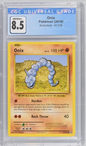 Pokemon - Onix - Evolutions 2016 - CGC 8.5 Vintage Trading Card Singles Pokemon   